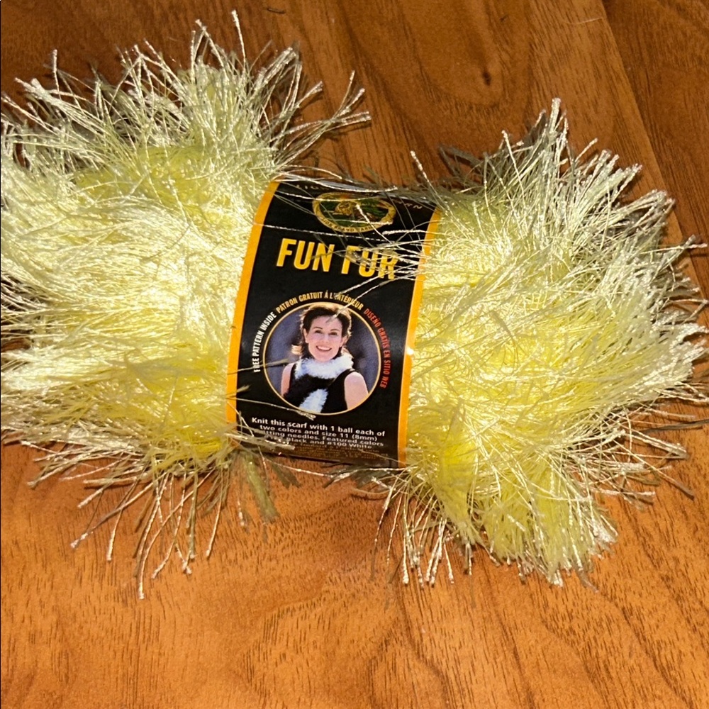 Brand New Lion Brand Fun Fur Yarn in Soft Yellow